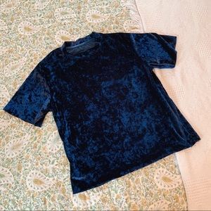 Royal blue crushed velvet top